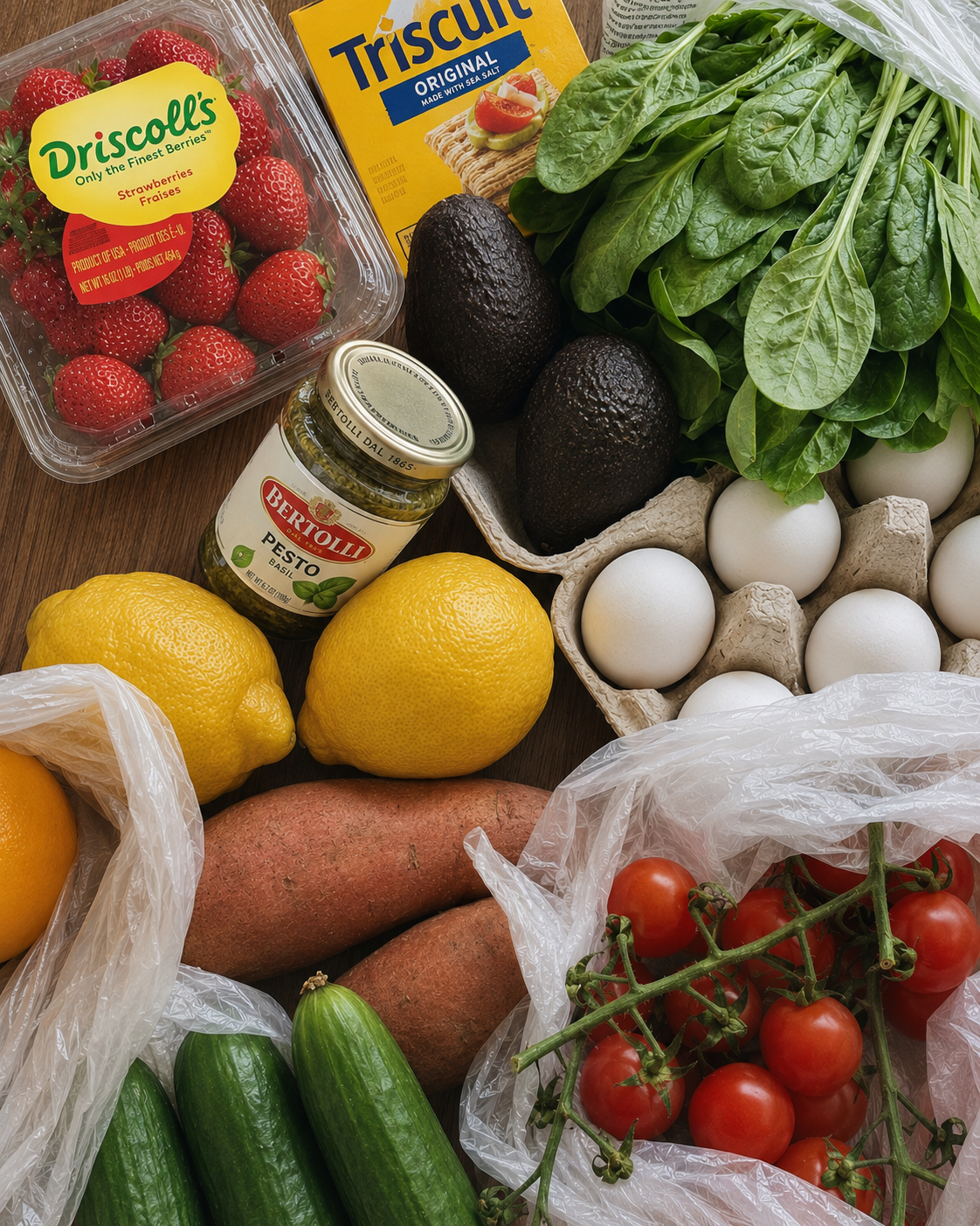 Shopping cart filled with groceries, representing deliberate purchasing decisions and cost awareness